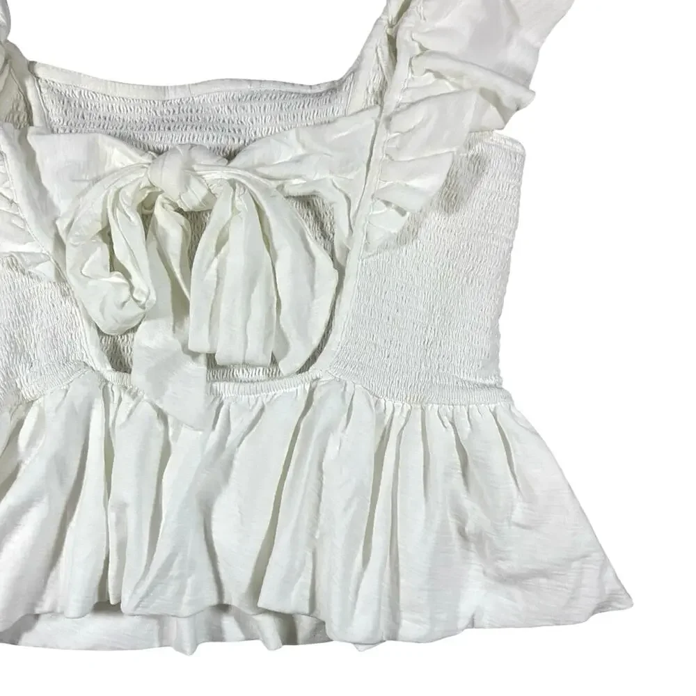 Nation LTD Ruffled Chemise Tie Back Blouse - L - Picture 5 of 5